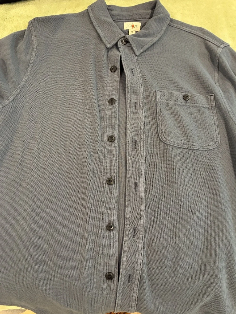 J.Crew Cotton Waffle Shirt Stormy Waters Size Medium